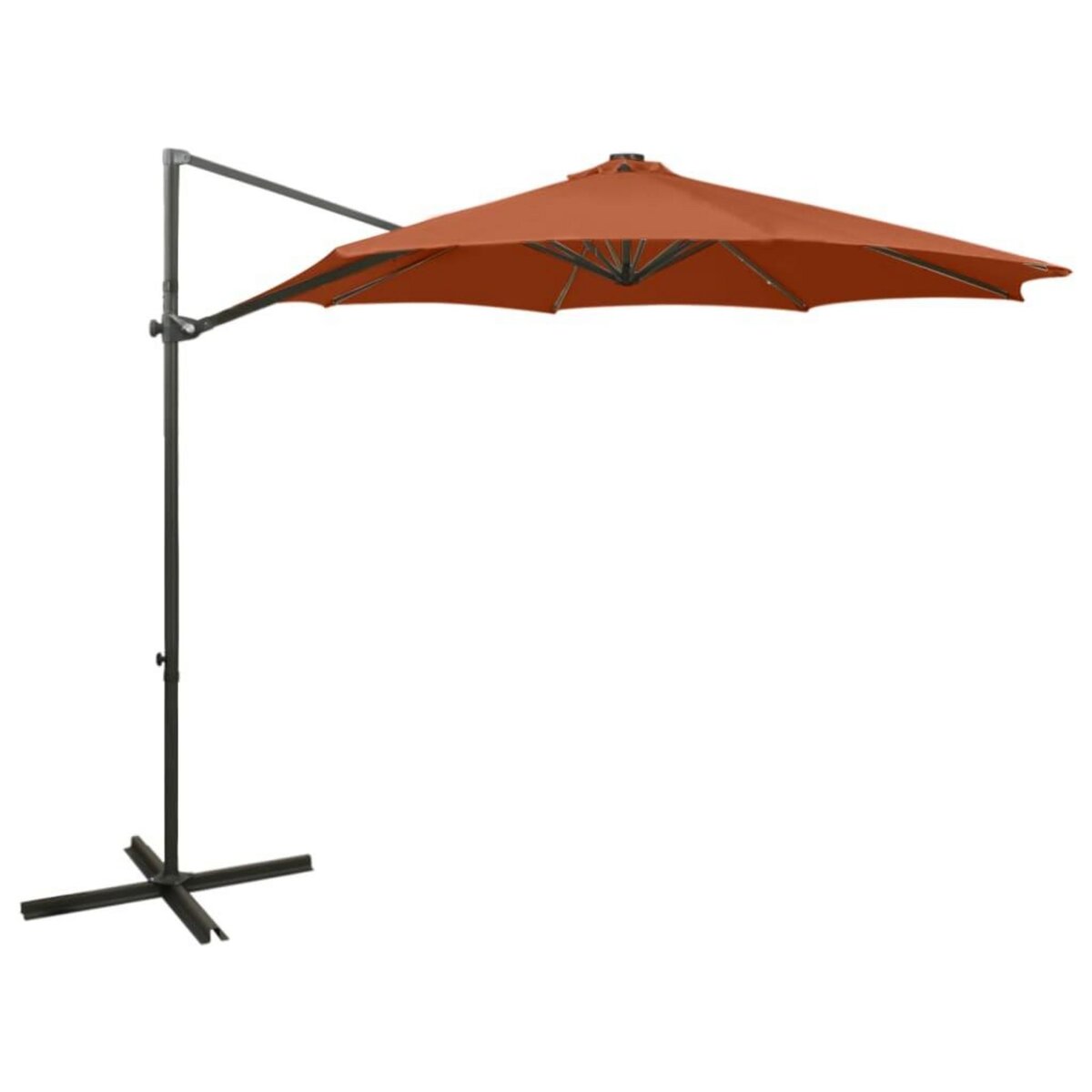 VIDAXL Parasol de jardin en porte-a-faux avec mat et lumieres LED