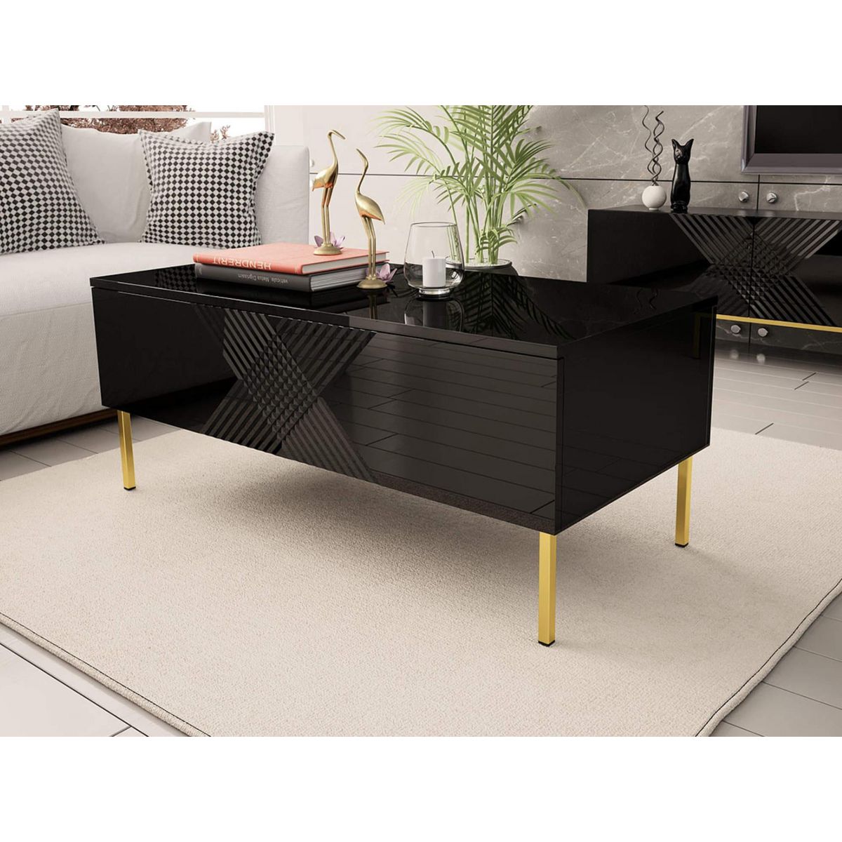 BEST MOBILIER Celeste - table basse - 2 portes - 120 cm