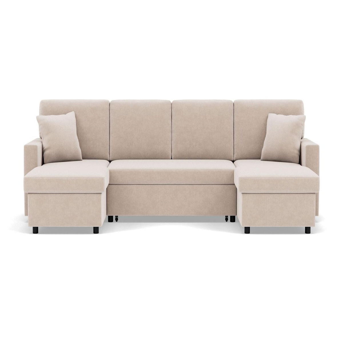 BEST MOBILIER Meiya - canapé panoramique en u 7 places convertible avec coffre en velours côtelé