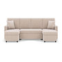 Voir la diapositive 1 : BEST MOBILIER Meiya - canapé panoramique en u 7 places convertible avec coffre en velours côtelé