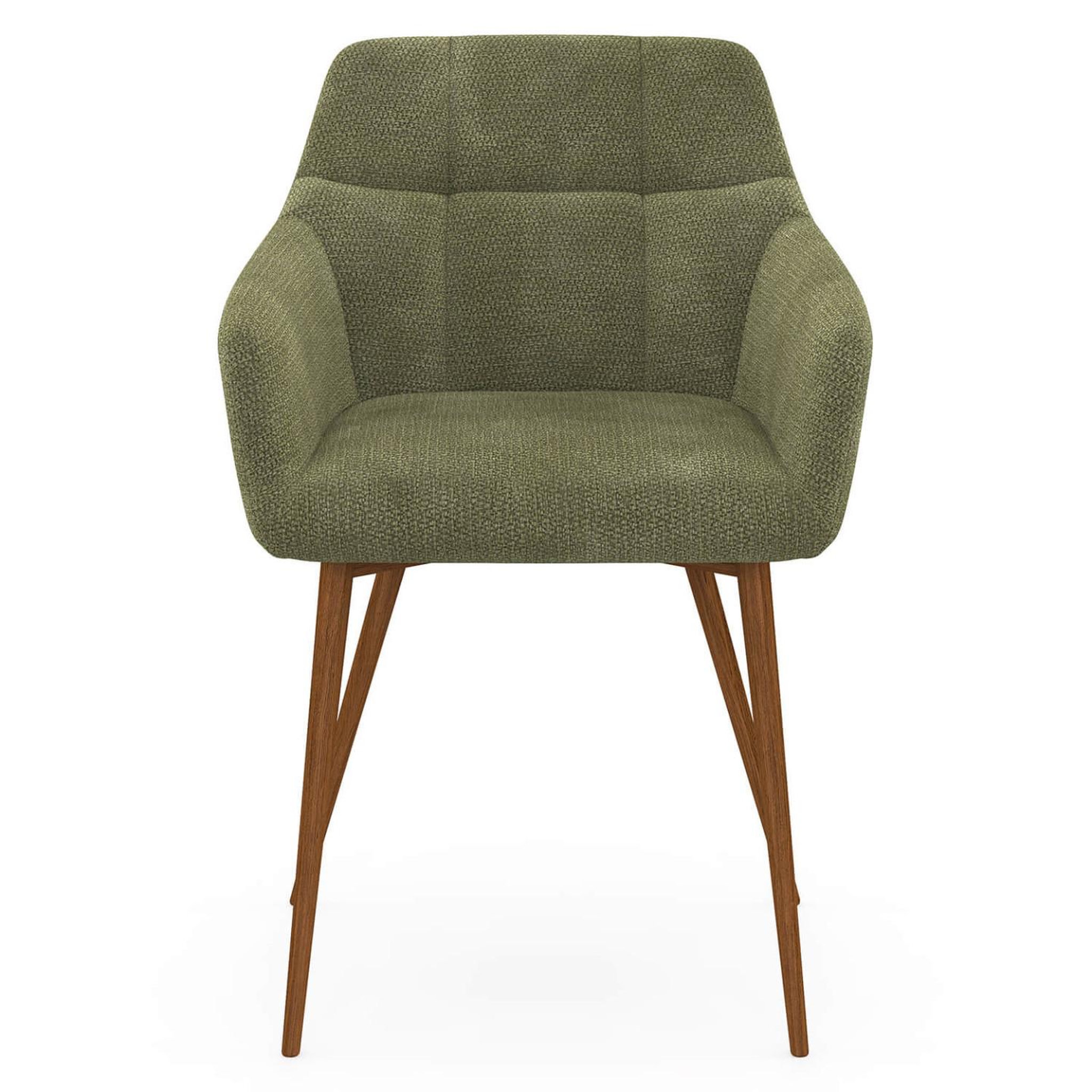 Voir la diapositive 3 : ID MARKET Lot de 2 chaises gina tissu chenille vert pieds effet noyer