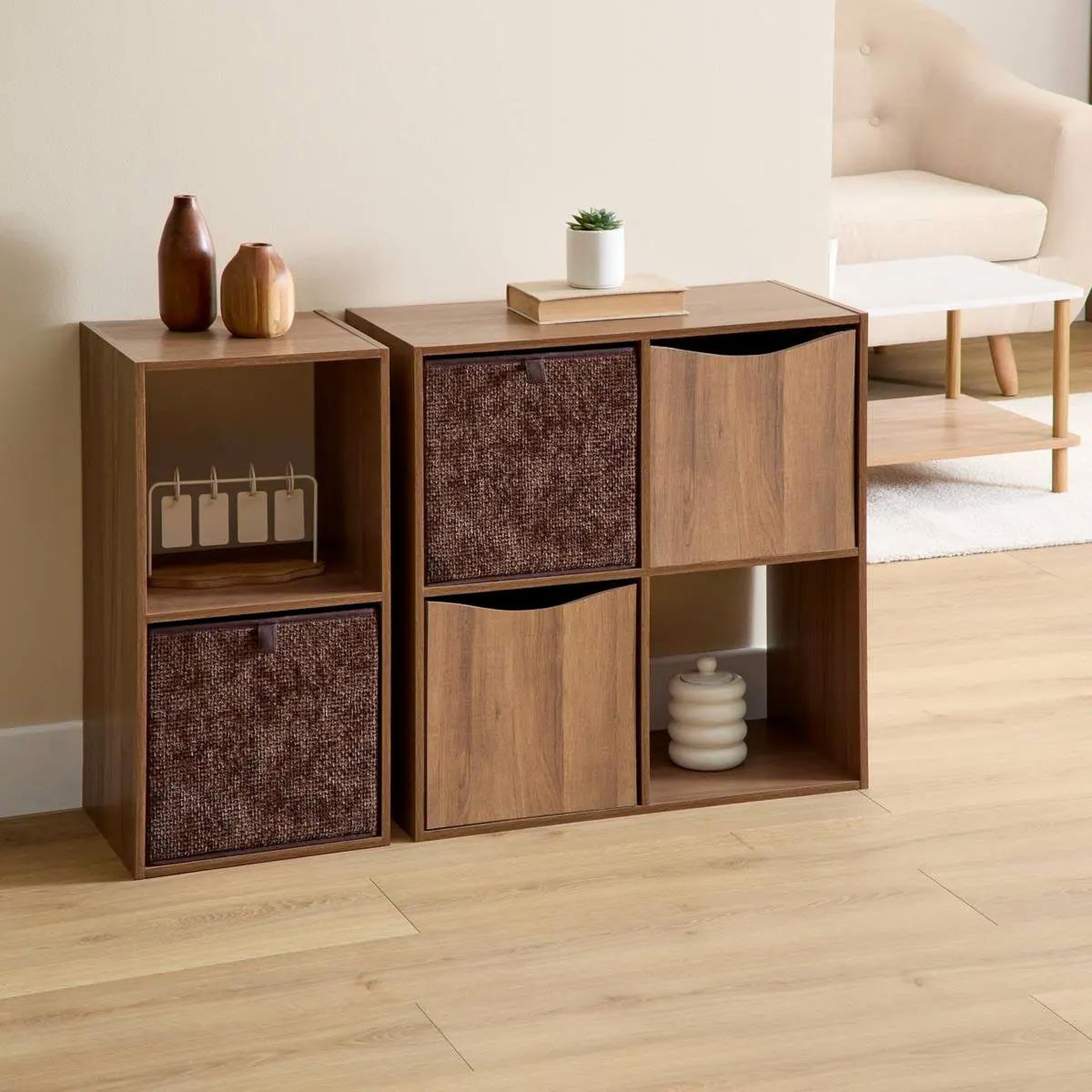Voir la diapositive 2 : FIVE Boîte de rangement pliable  velvy  31x31cm chocolat
