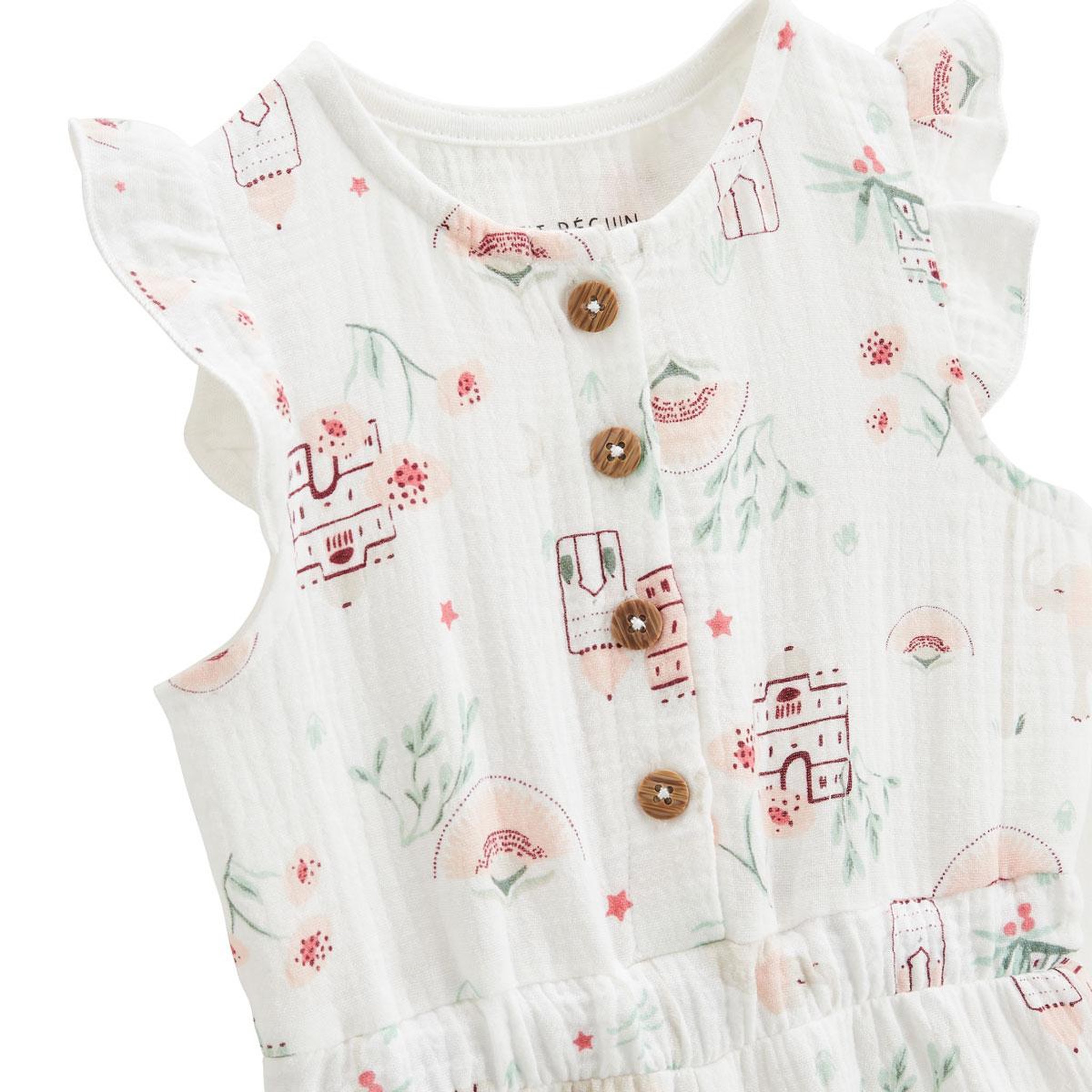 Voir la diapositive 2 : Petit Béguin Combishort bébé + chapeau en gaze de coton Arya