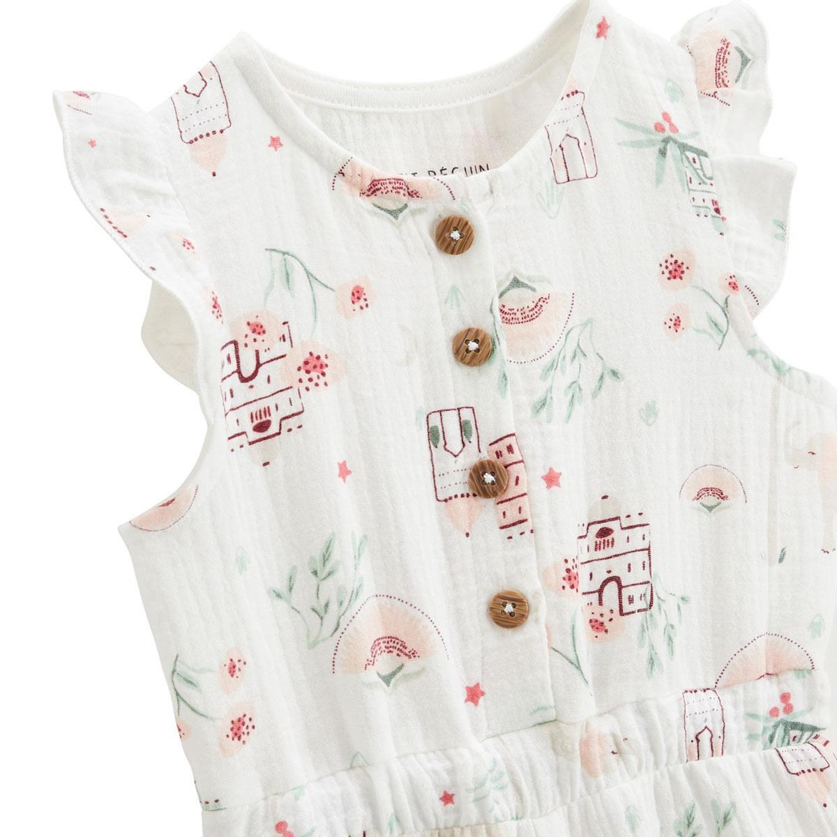 Petit Béguin Combishort bébé + chapeau en gaze de coton Arya