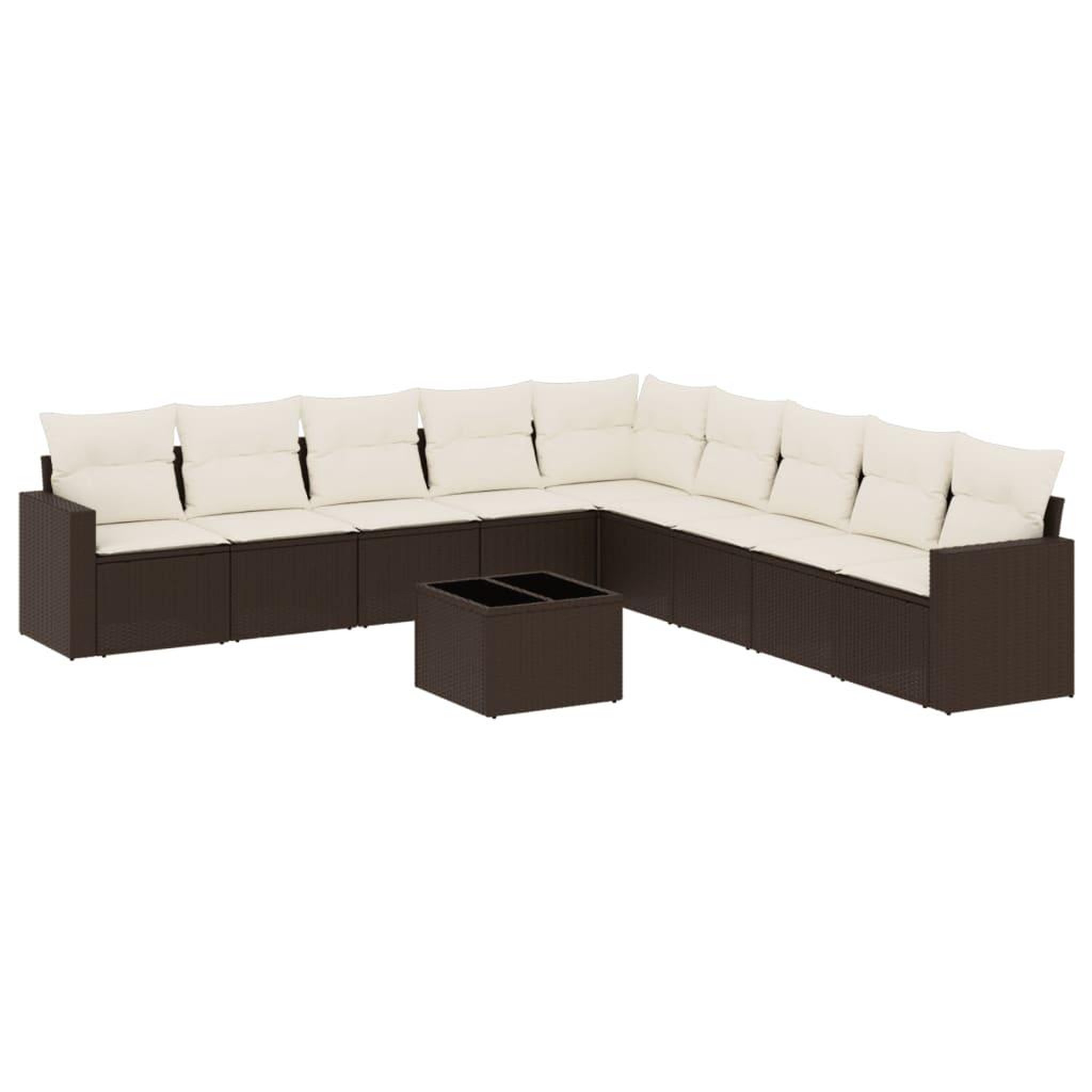 Voir la diapositive 2 : VIDAXL Salon de jardin 10 pcs avec coussins marron resine tressee