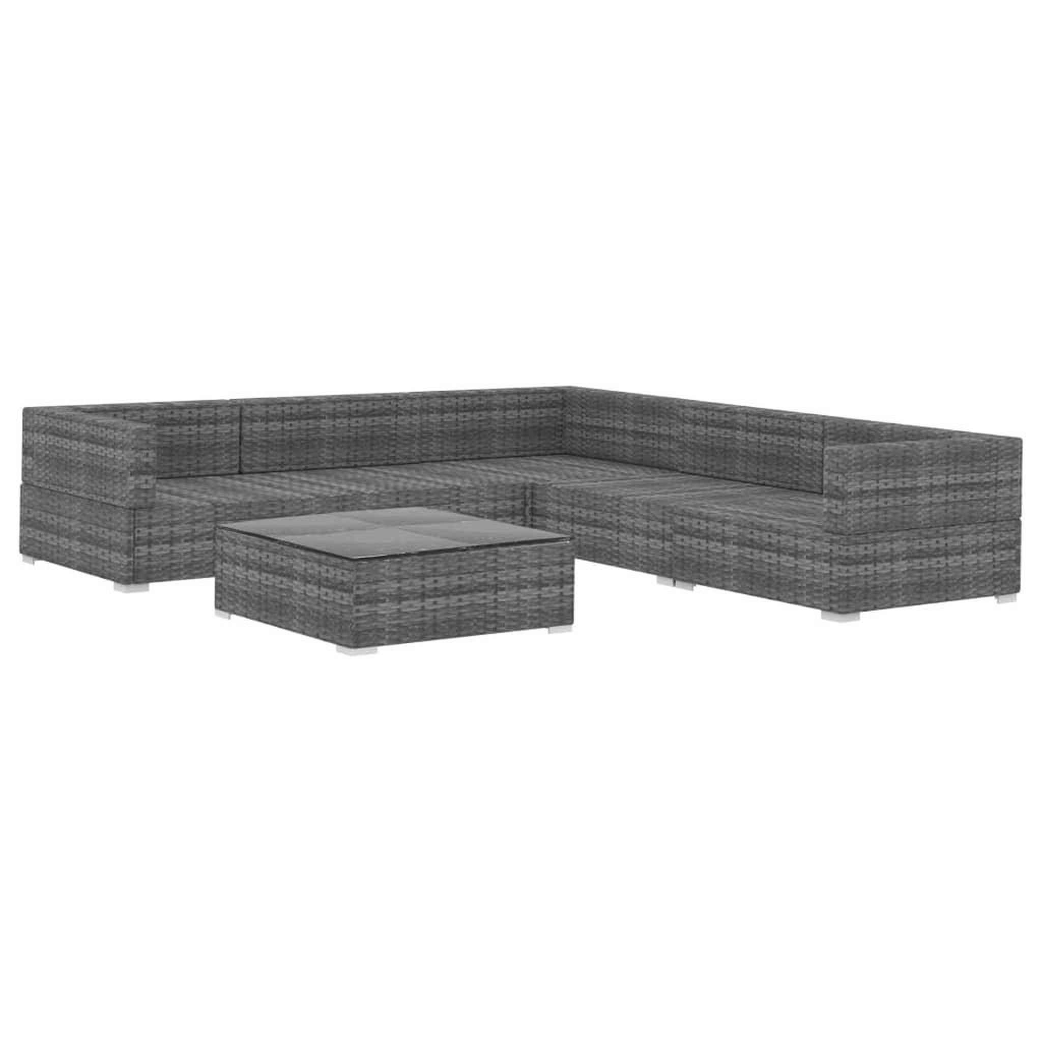 Voir la diapositive 3 : VIDAXL Salon de jardin 6 pcs avec coussins resine tressee gris