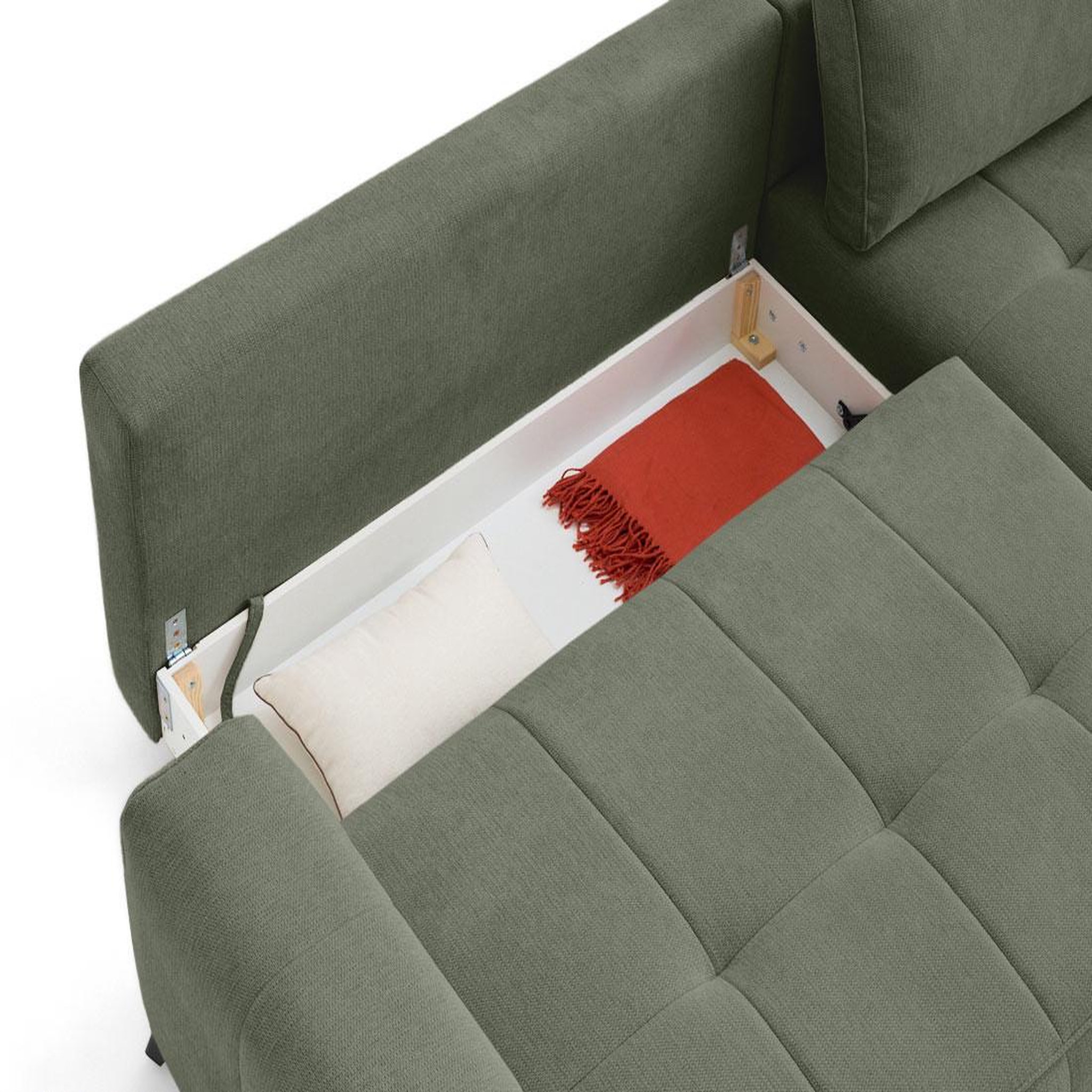 Voir la diapositive 6 : LISA DESIGN Rimini - canapé d'angle droit 4 places convertible avec coffre en tissu texturé