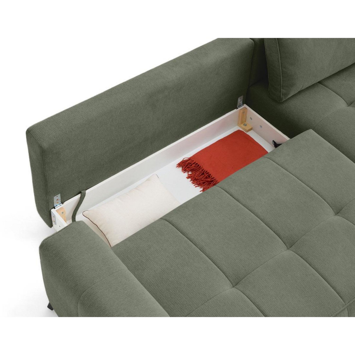 LISA DESIGN Rimini - canapé d'angle droit 4 places convertible avec coffre en tissu texturé