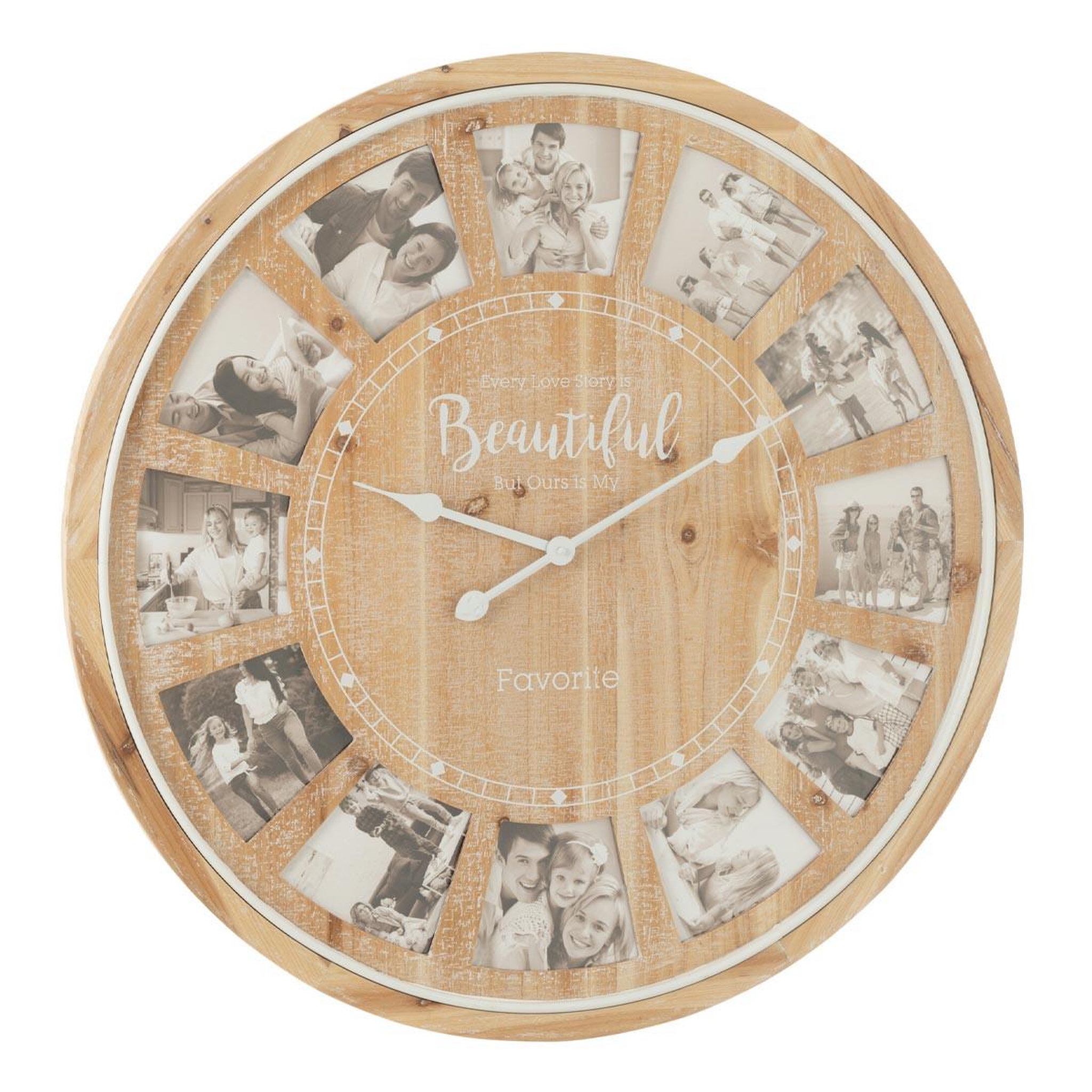 J-LINE Horloge murale 12 photos  beautiful  80cm naturel