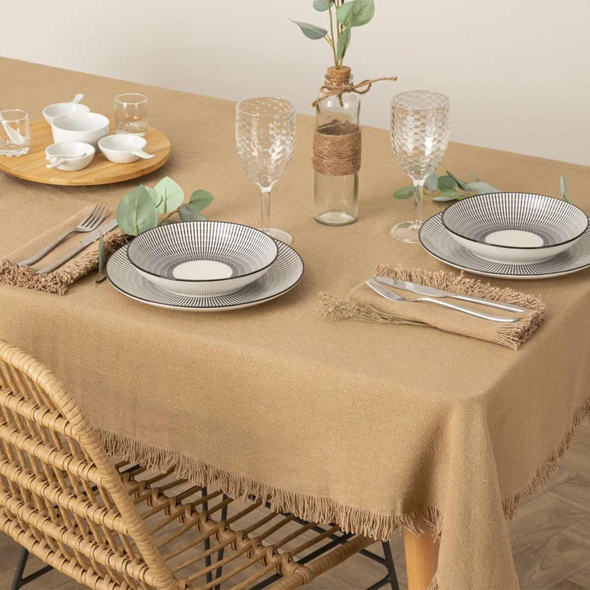 Voir la diapositive 3 : ATMOSPHERA Nappe à franges - 100% coton