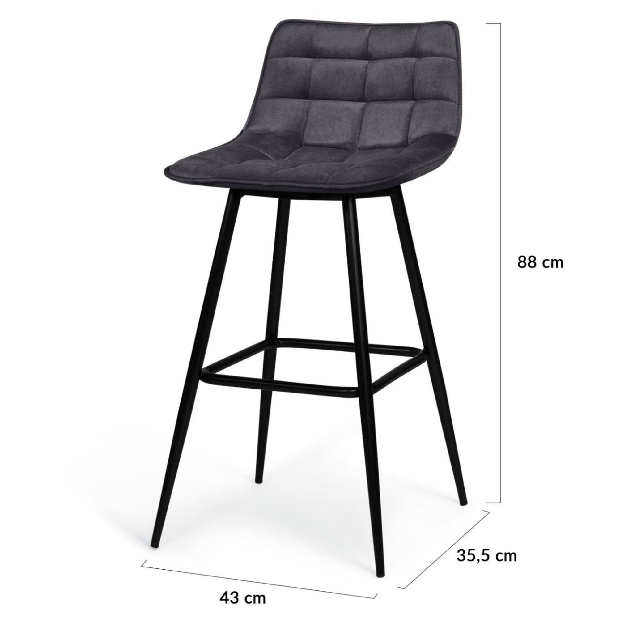 Voir la diapositive 6 : ID MARKET Lot de 4 tabourets de bar mady en velours gris foncé