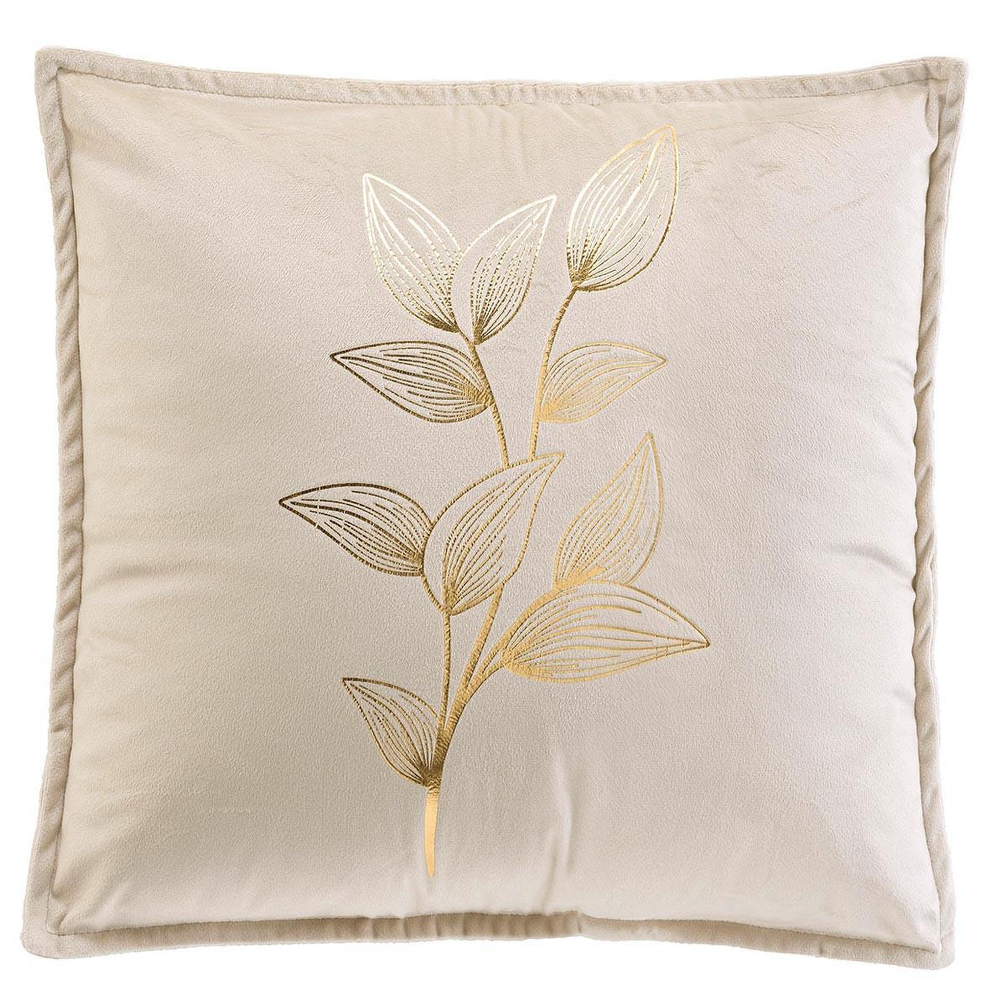 Douceur d'Intérieur Coussin déco en velours  oxalis  45x45cm beige