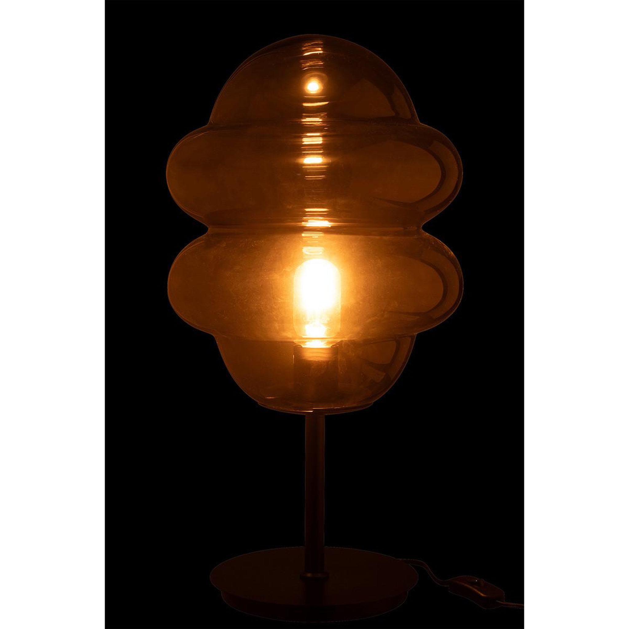 Voir la diapositive 3 : J-LINE Lampe à poser en verre  cuillere miel  52cm gris