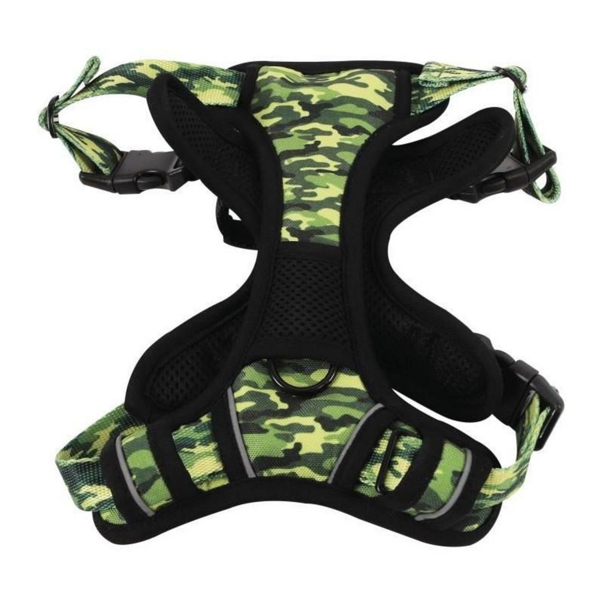 M PETS Harnais - M PETS - HIKING - Camouflage M - Tissu rembourré - Attache sécurité - Poignée - Laisse dos/avant