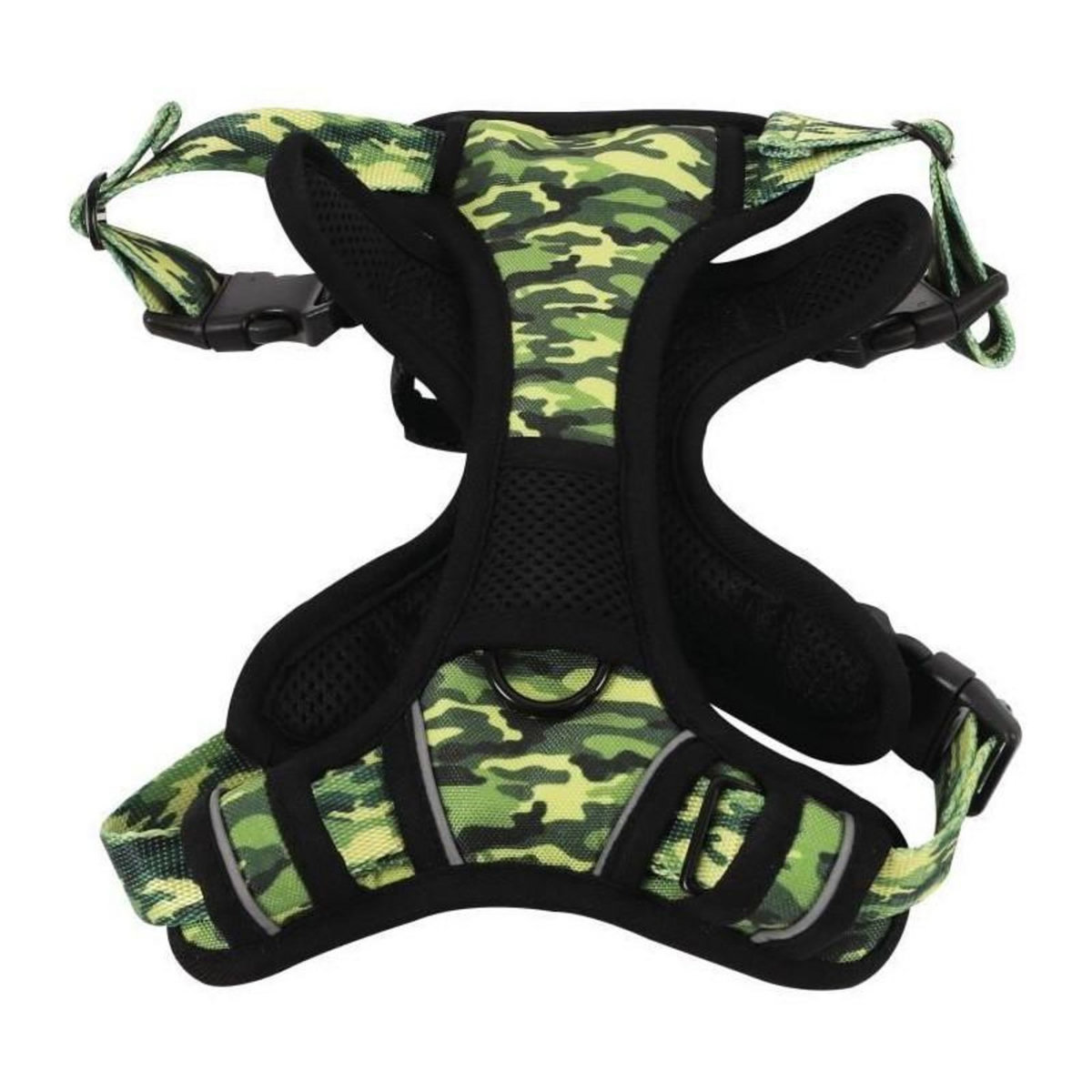 M PETS Harnais - M PETS - HIKING - Camouflage M - Tissu rembourré - Attache sécurité - Poignée - Laisse dos/avant