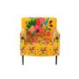 Voir la diapositive 2 : Paris Prix Fauteuil en Velours Brodé  Fleurs  84cm Jaune