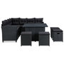 Voir la diapositive 2 : VIDAXL Salon de jardin 6 pcs avec coussins resine tressee noir
