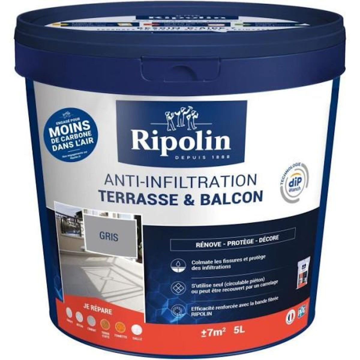 RIPOLIN Anti-infiltrations terrasses & balcons gris - RIPOLIN - 5 L