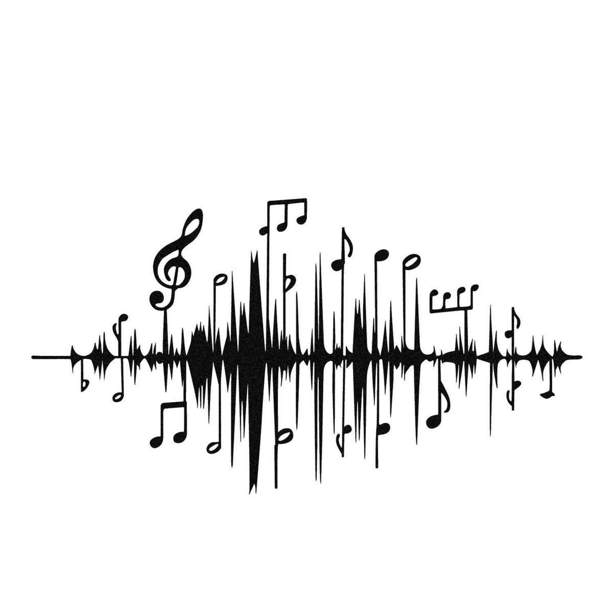 TOILINUX Décoration murale Notes en métal - 70 x 40 cm - Noir