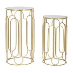 Paris Prix Lot de 2 Tables d'Appoint Gigogne Ronde  Arty  70cm Or