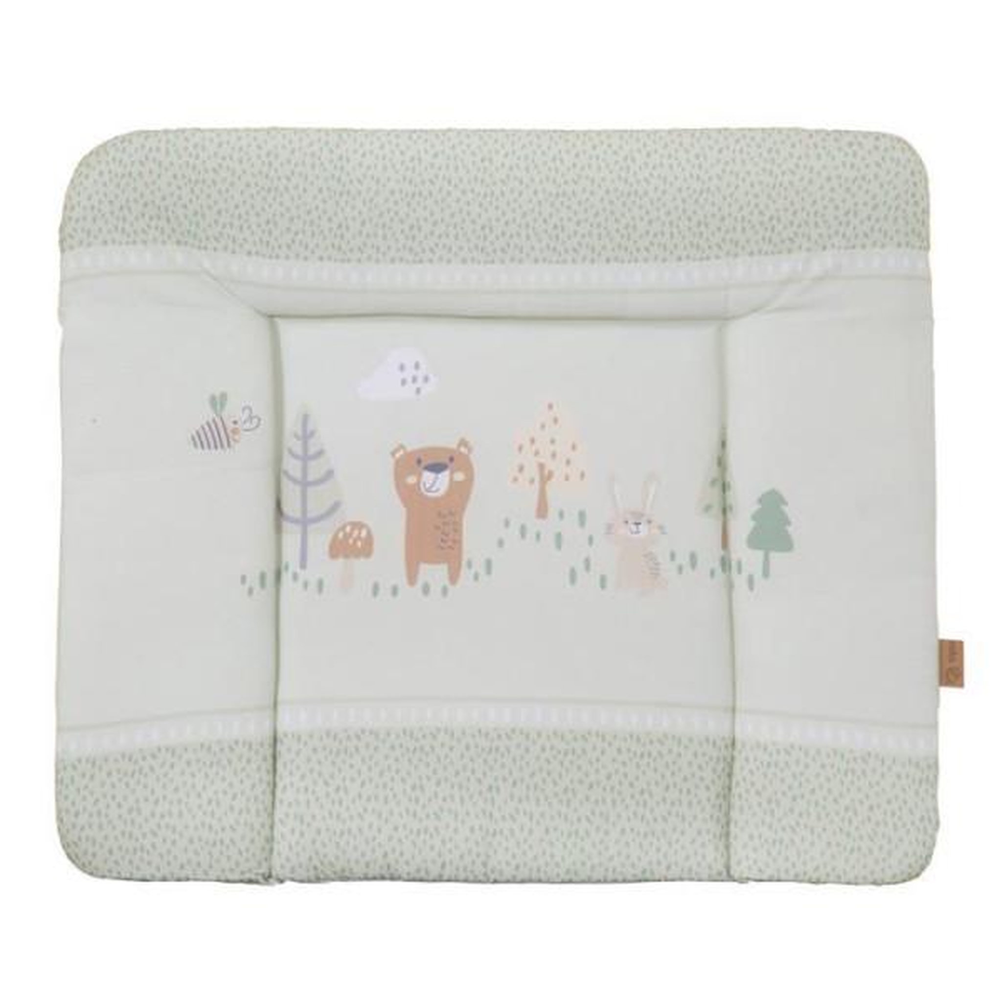 Roba Matelas a langer - ROBA - WOODLAND BUDDIES - 85 x 75 cm - Bords réhaussés - Vert pastel motif animaux