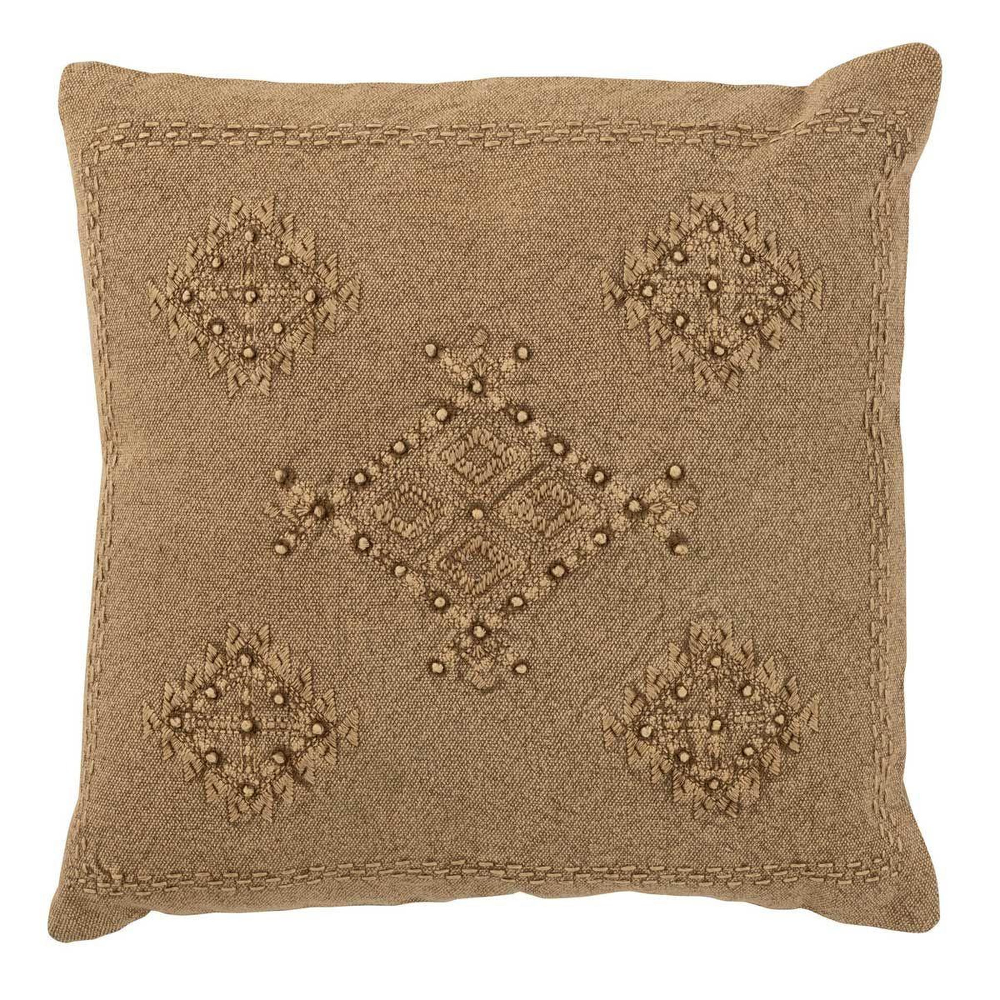 J-LINE Coussin déco  hippy  45x45cm marron