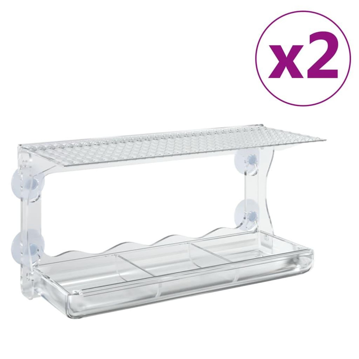 VIDAXL Mangeoires a oiseaux de fenetre 2 pcs Acrylique 30x12x15 cm