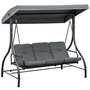 Voir la diapositive 1 : OUTSUNNY Balancelle de jardin 3 places convertible matelas fourni gris métal noir
