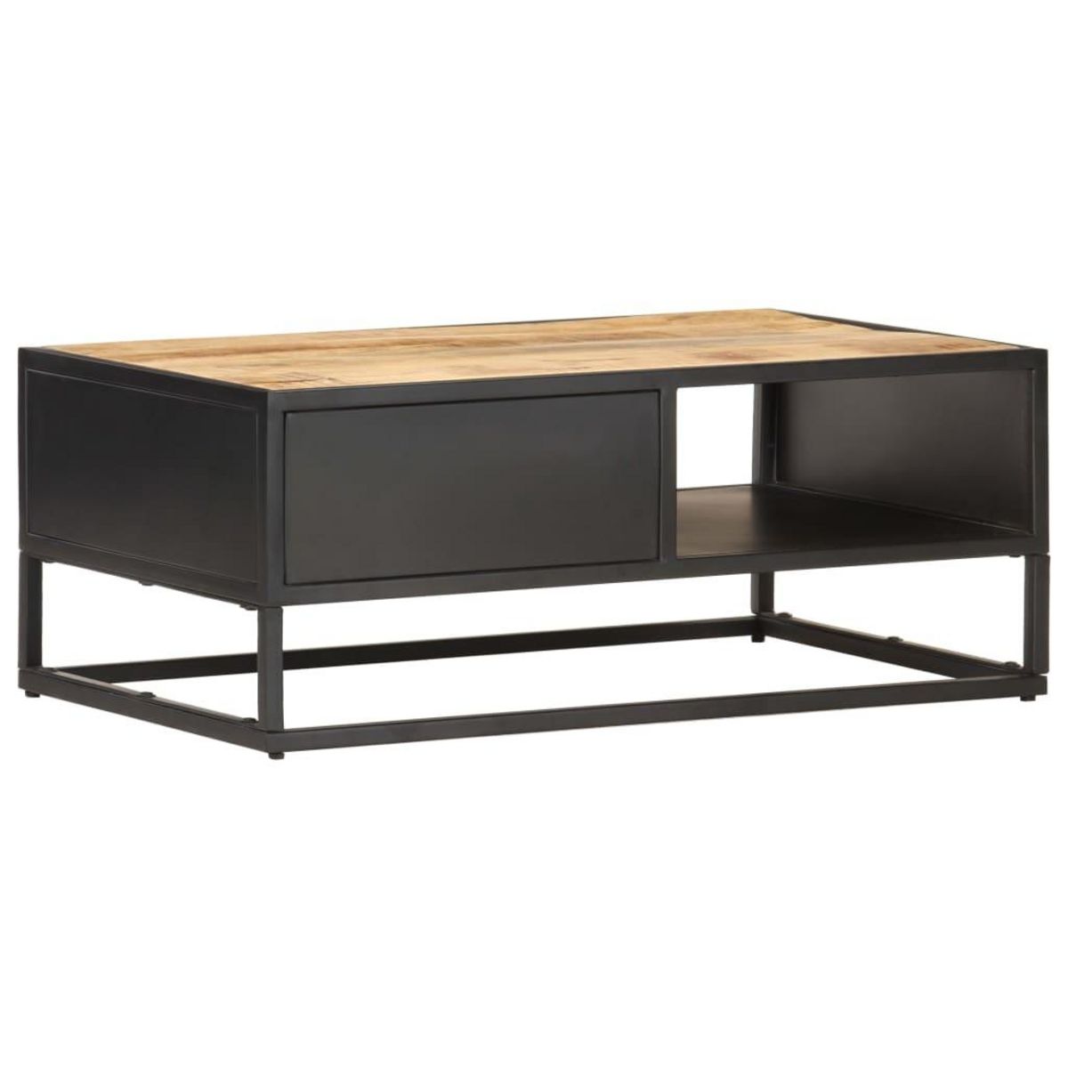 VIDAXL Table basse a porte sculptee 90x55x36 cm Bois de manguier brut