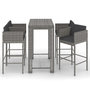 Voir la diapositive 2 : VIDAXL Ensemble de bar de jardin 5 pcs et coussins Resine tressee Gris