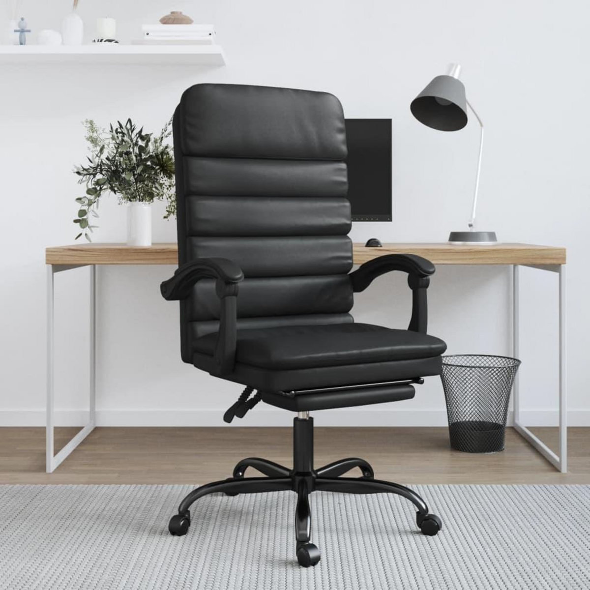 VIDAXL Fauteuil de massage inclinable de bureau Noir Similicuir