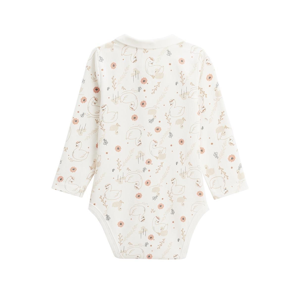 Petit Béguin Lot de 2 bodies bébé manches longues ouverture croisée Perle