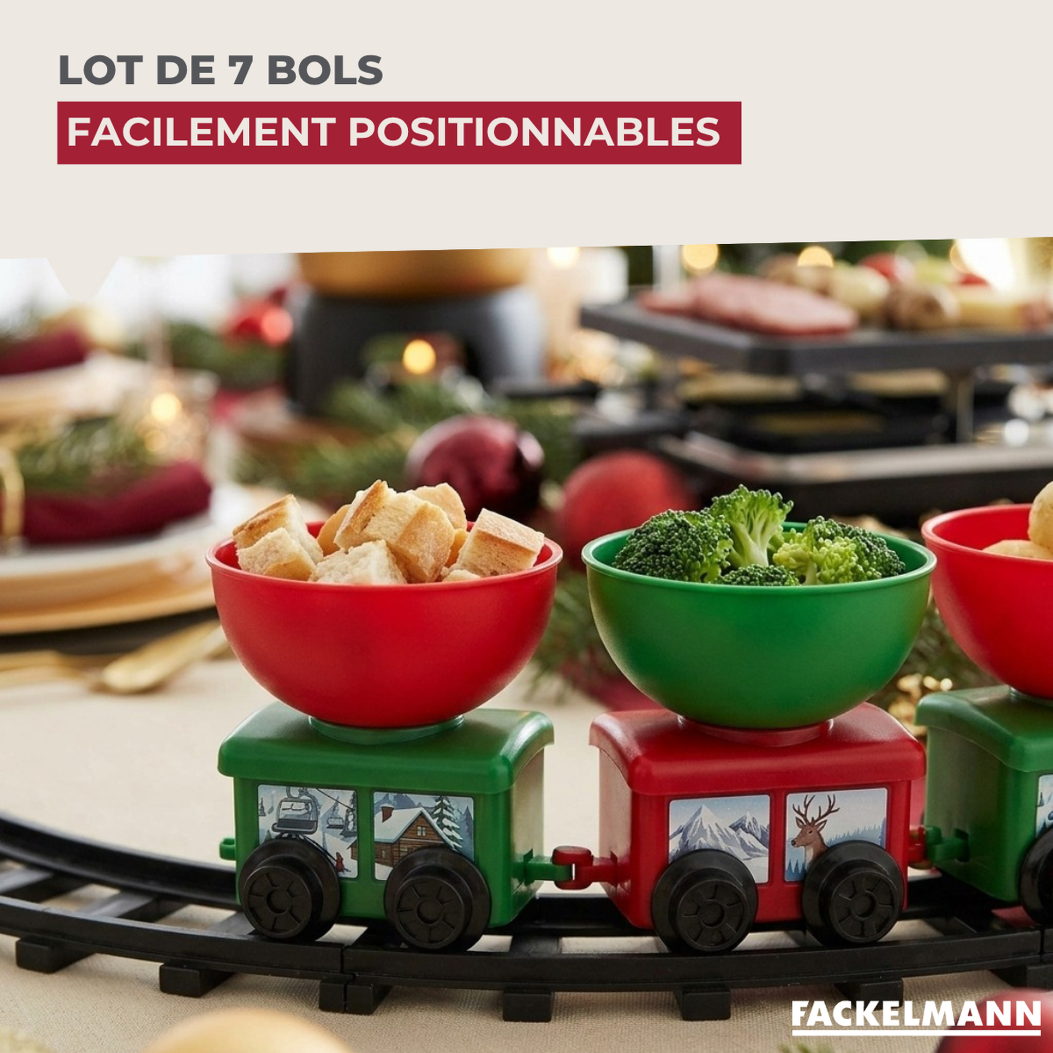 Voir la diapositive 6 : Fackelmann Décoration de noël train de table pour apéritif, fondue savoyarde fackelmann