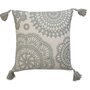 Coussin carré déhoussable en coton larges motifs dentelle et crochet  DENTELLE gris
