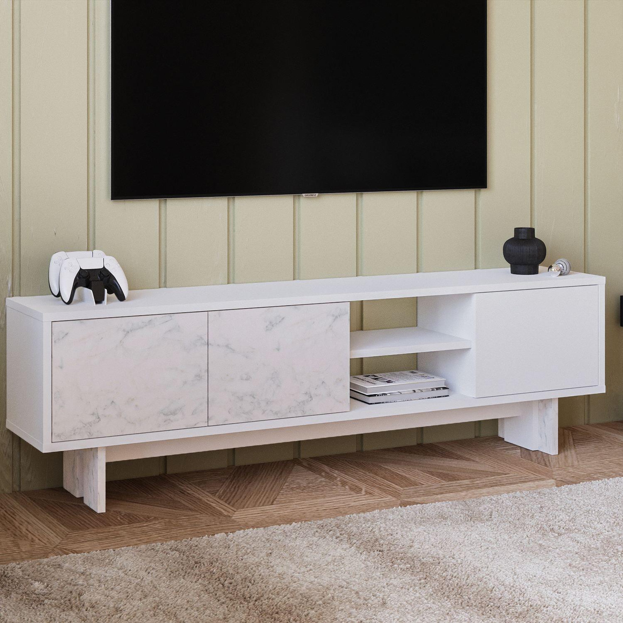 Voir la diapositive 3 : Habitat et Jardin Meuble tv en bois  ravello  - 150 x 30 x 45 cm - blanc