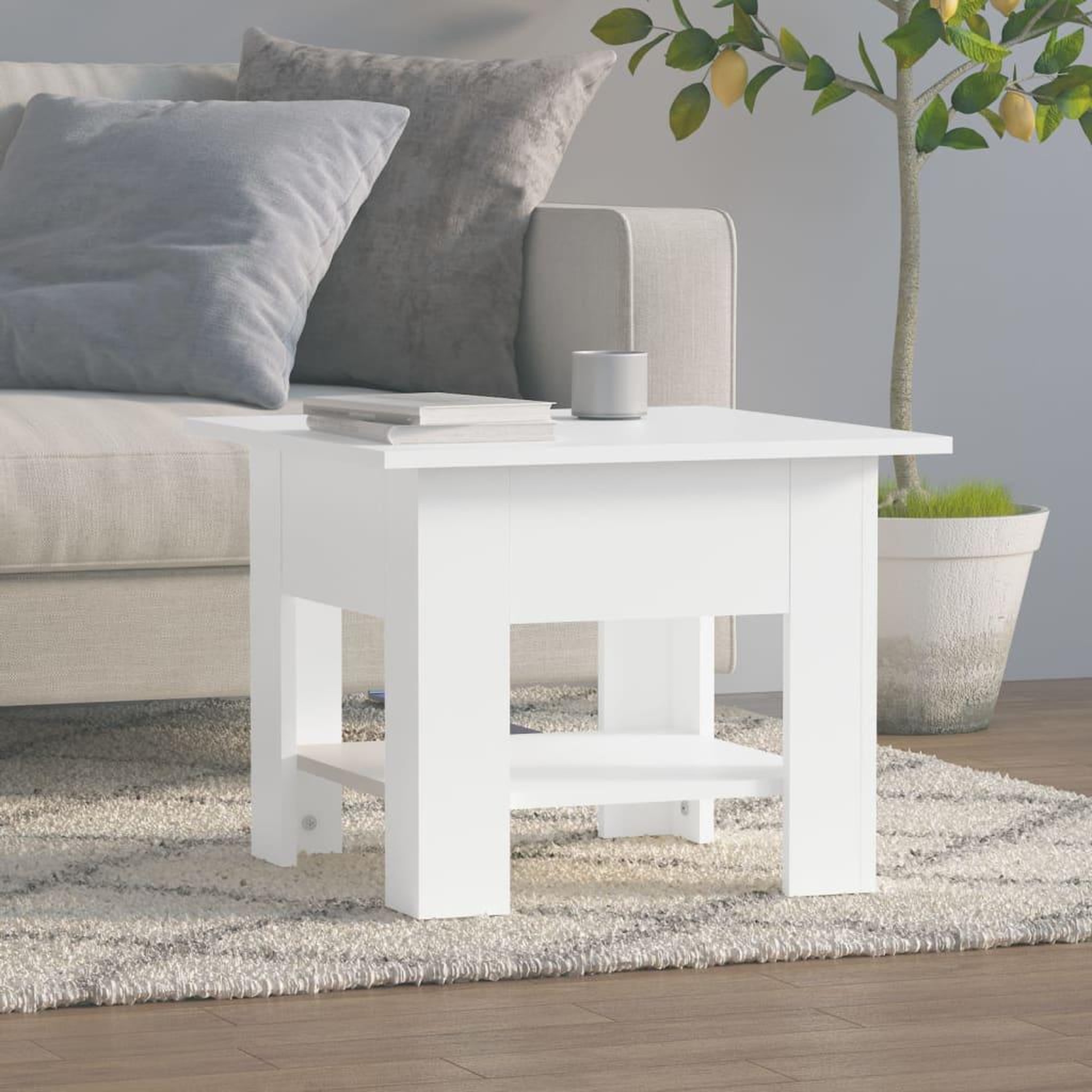 Voir la diapositive 1 : VIDAXL Table basse blanc 55x55x42 cm bois d'ingenierie