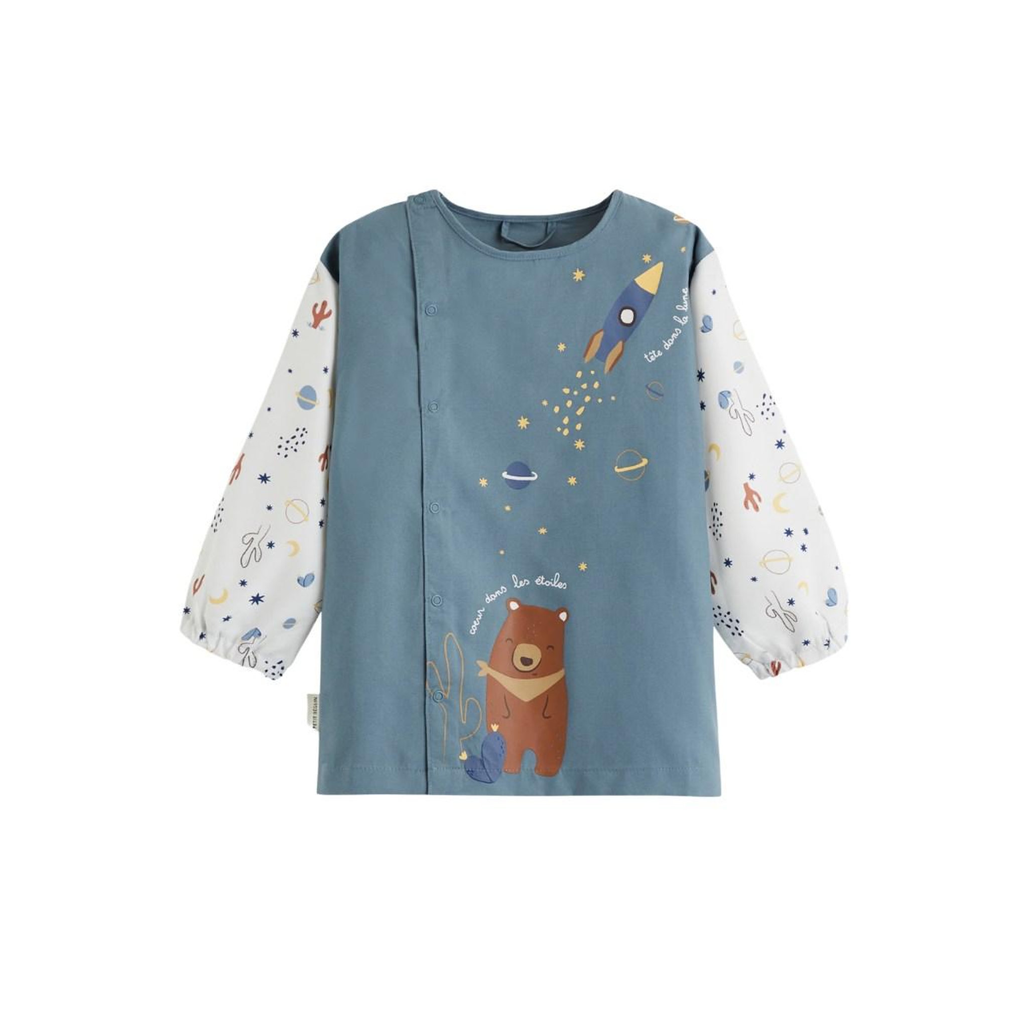 PETIT BEGUIN Tablier enfant moka - garçon. Coloris disponibles : Gris
