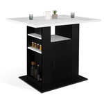 ID MARKET Ilot central UGO 110 cm effet marbre et noir ALASKA avec rangements