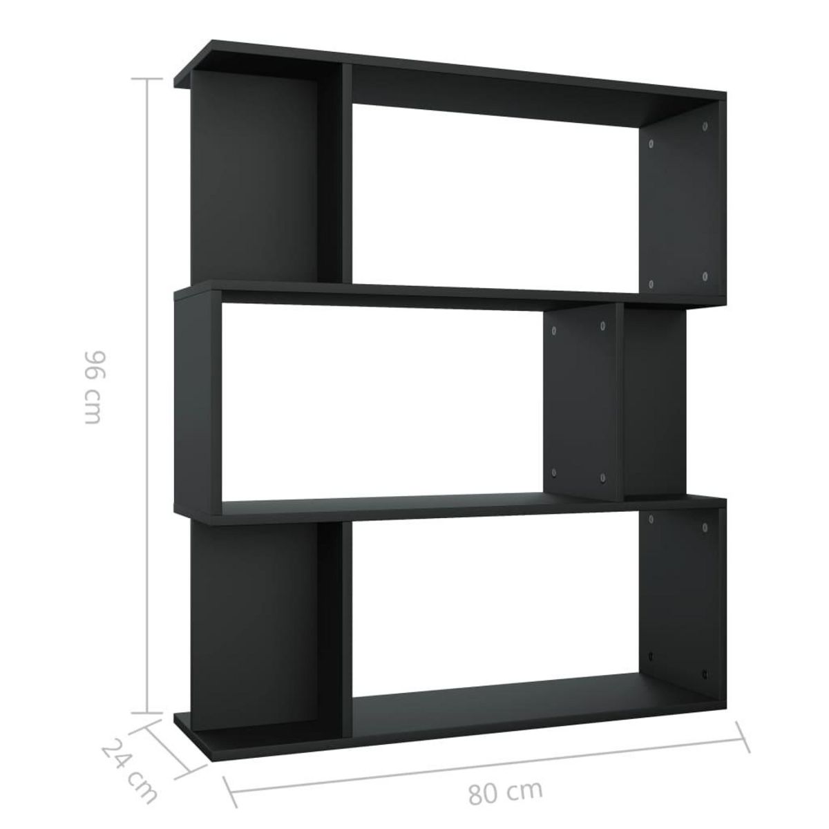 VIDAXL Bibliotheque/Cloison Noir 80x24x96 cm cm Bois d'ingenierie