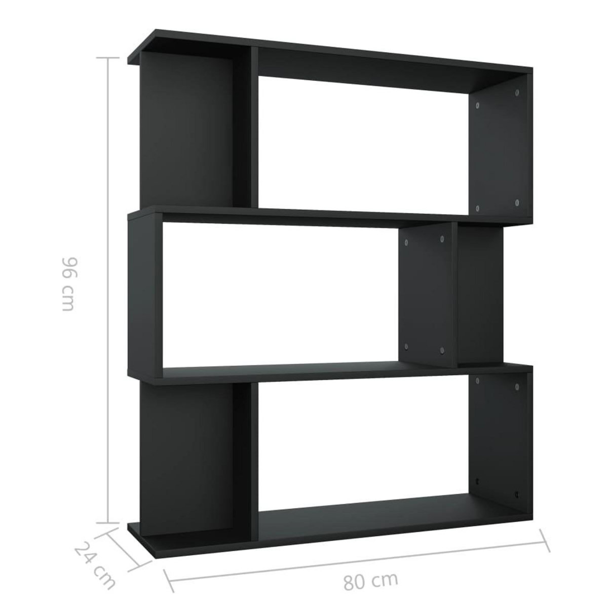 VIDAXL Bibliotheque/Cloison Noir 80x24x96 cm cm Bois d'ingenierie