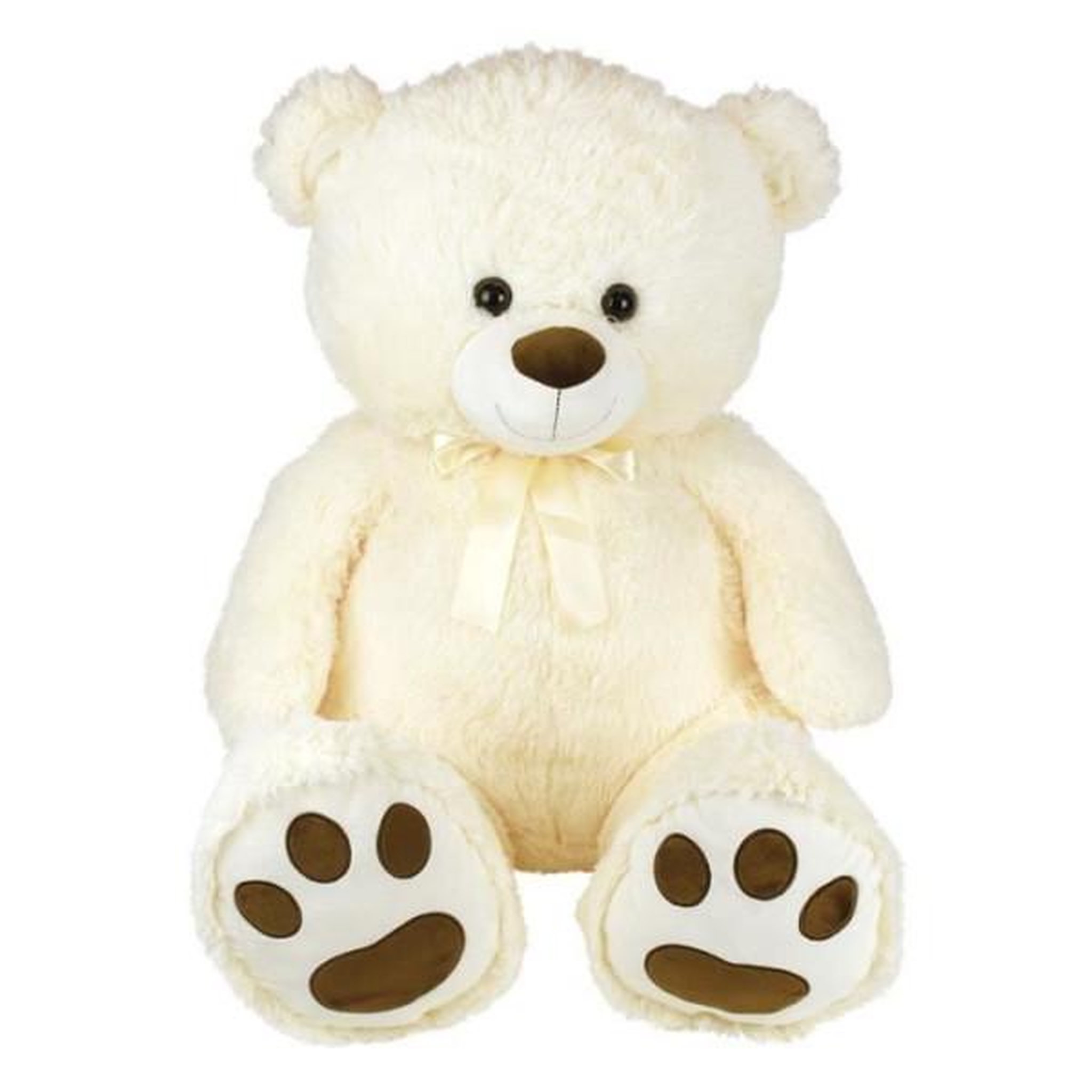 Voir la diapositive 2 : JEMINI Ours creme en peluche avec noeud +/- 100 cm - planet pluch - grand ours creme de 1 metre, irrésistiblement doux.