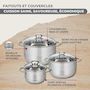 Voir la diapositive 6 : Fackelmann Lot 3 Faitouts 16/20/24cm et 2 Poêles 20/28cm Fackelmann Généva avec 5 ustensiles Ocean