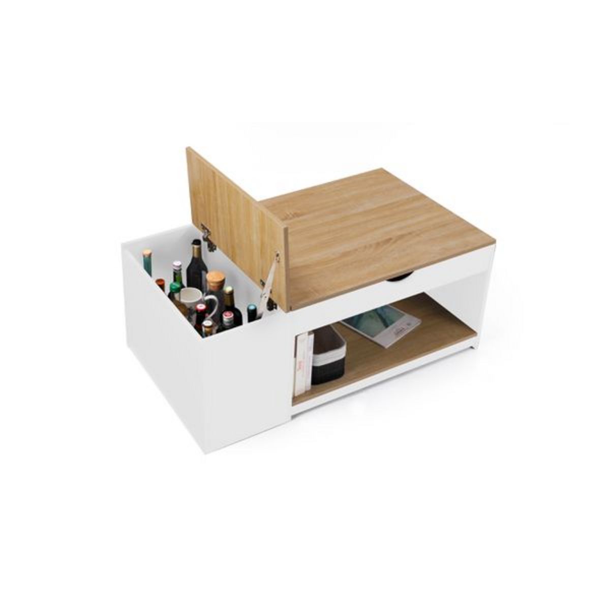 Table basse plateau relevable et coffre de rangement L60 cm LINE