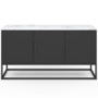Voir la diapositive 3 : ID MARKET Buffet bas 113 cm ALASKA 3 portes noir plateau effet marbre blanc