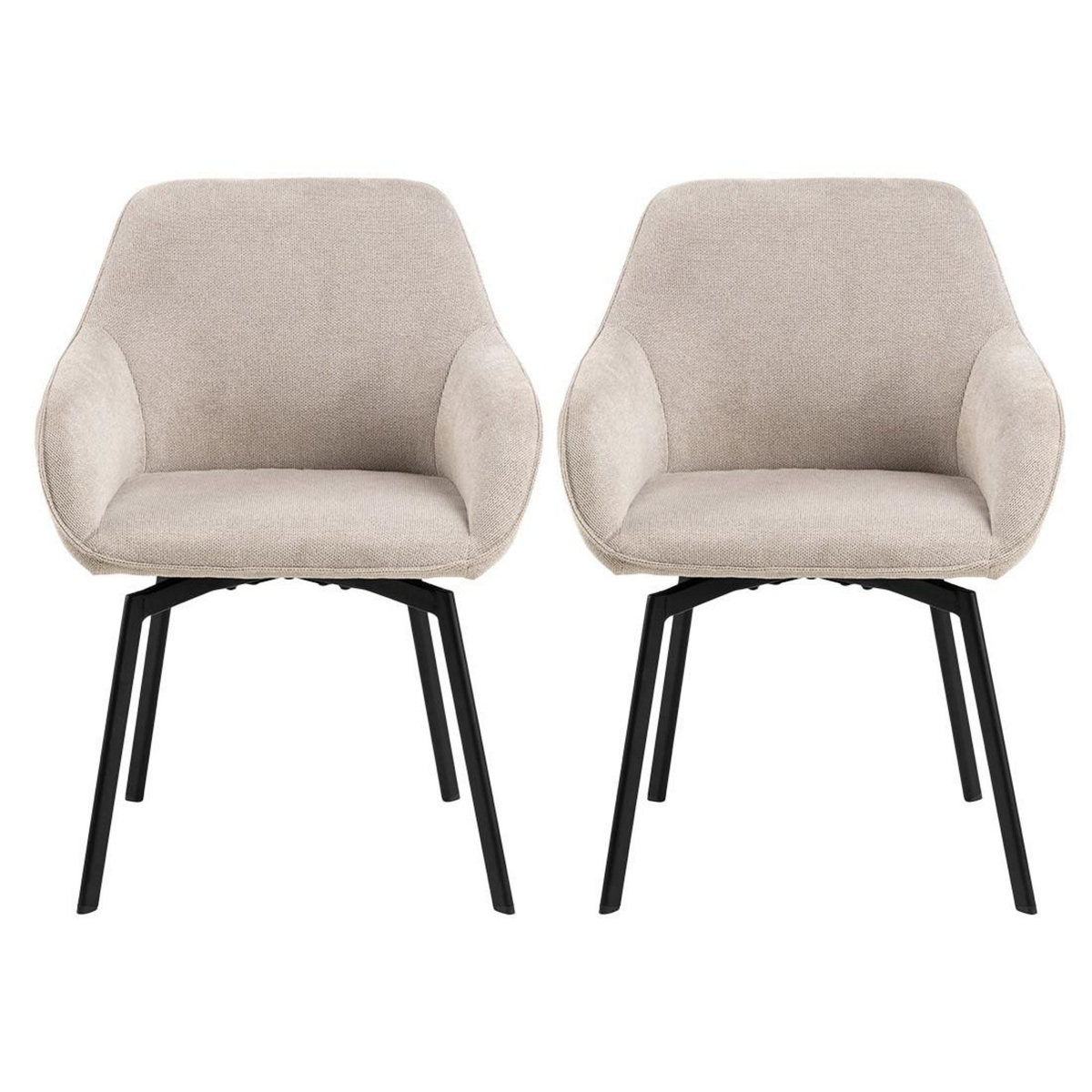 LISA DESIGN Juno - lot de 2 chaises pivotantes - pieds en acier - en tissu