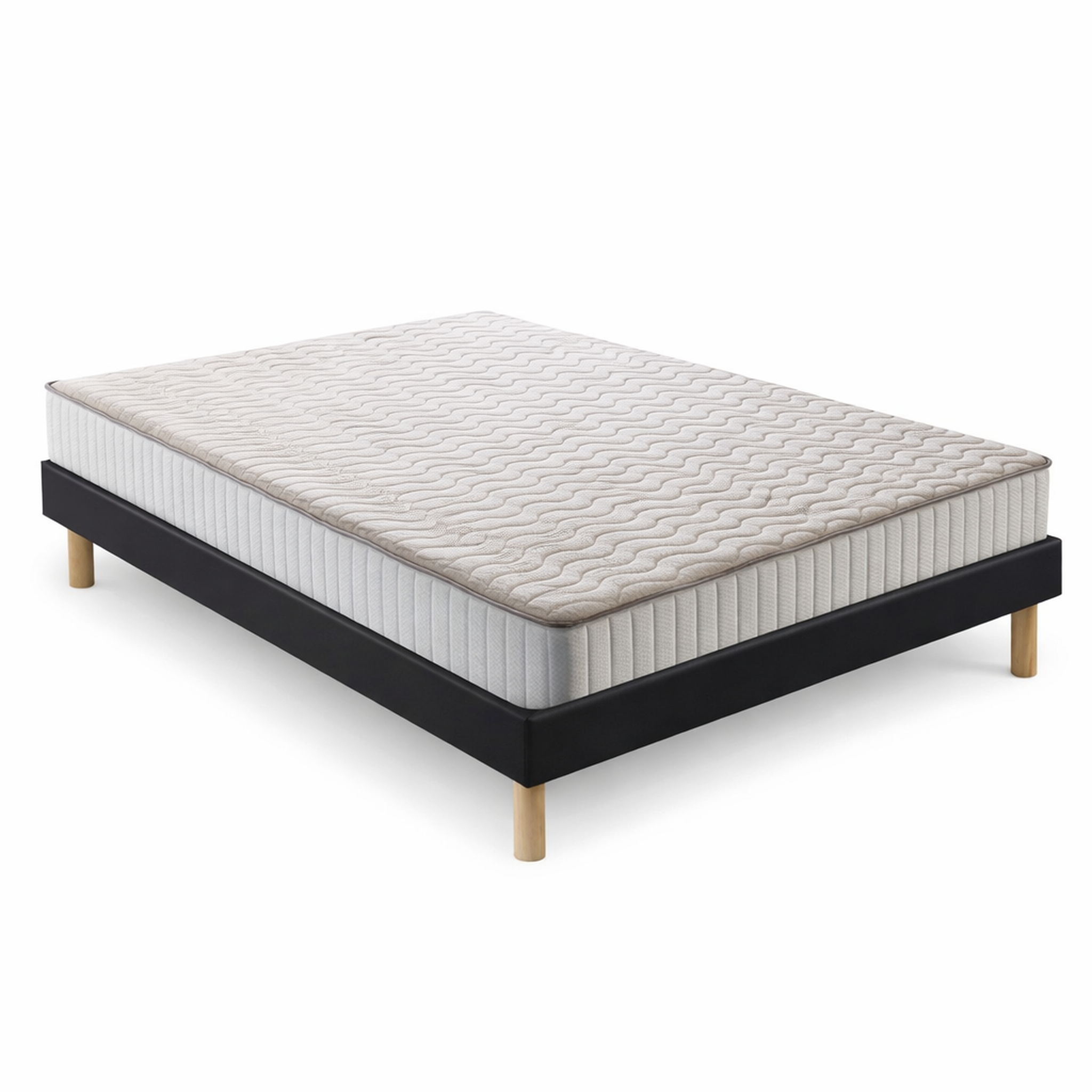 Voir la diapositive 2 : KING OF DREAMS Ensemble Sommier Tapissier et Matelas Mousse Soutien Ferme
