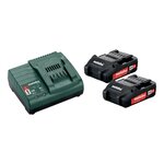 METABO SAS Pack énergie 18 V - 2 Batteries 2,0 Ah Li-Power + chargeur rapide, SC 30
