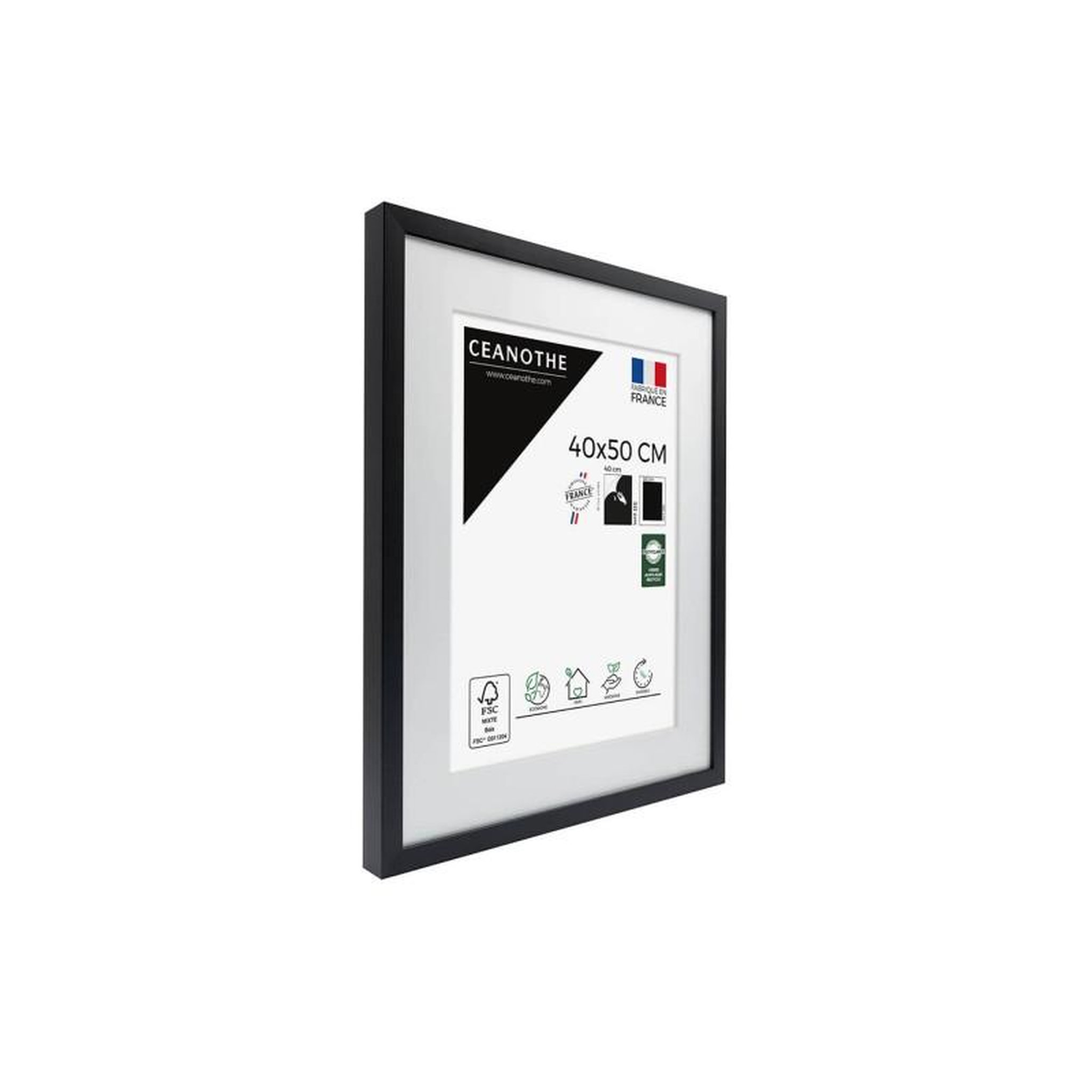 Voir la diapositive 2 : CEANOTHE Cadre Ceanothe CADRE 40X50 OUV 30X40 MILAN NOIR