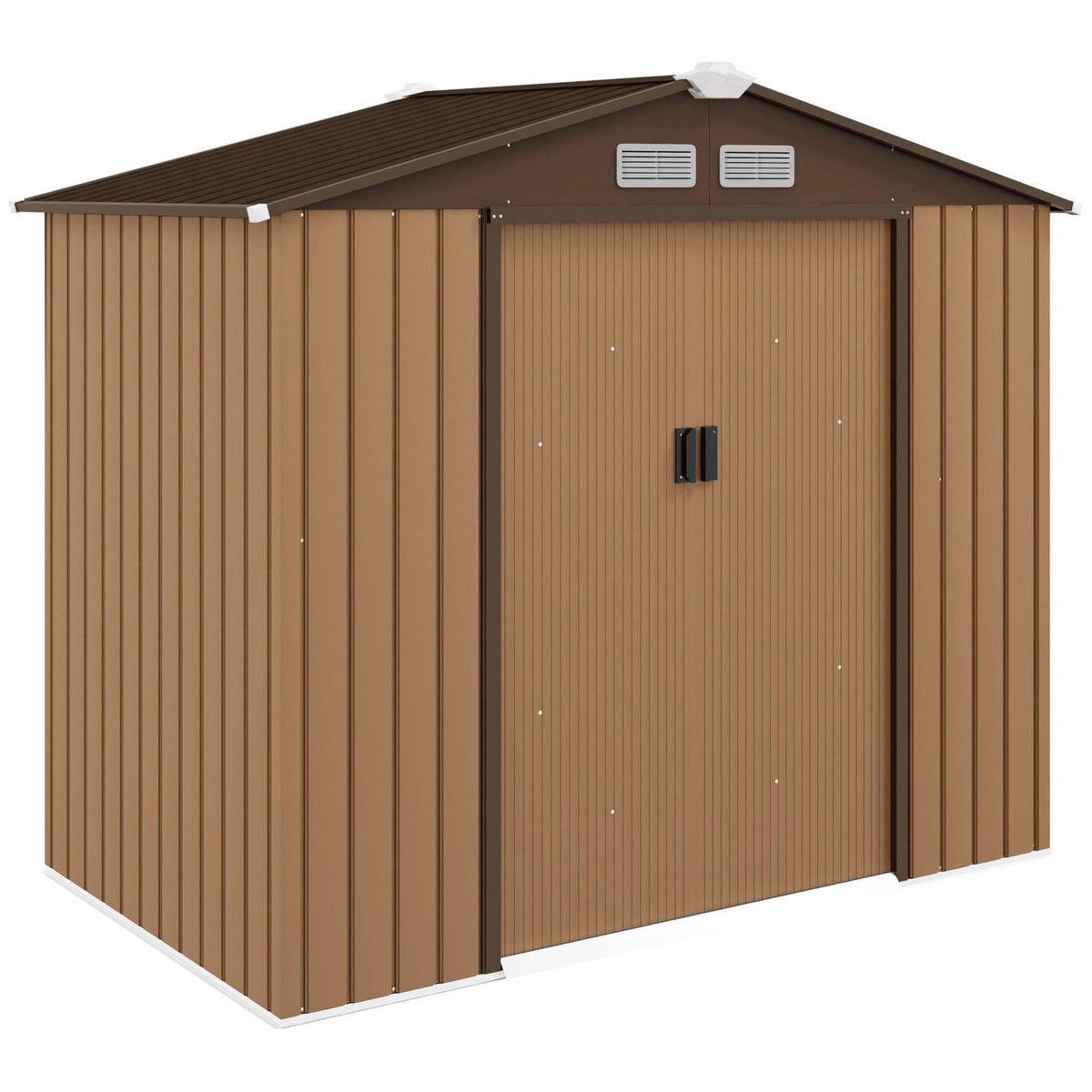OUTSUNNY Abri de jardin - remise pour outils - cabanon porte verrouillable - dim. 213L x 130l x 185H cm - tôle d'acier café chocolat