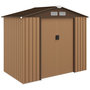 Voir la diapositive 1 : OUTSUNNY Abri de jardin - remise pour outils - cabanon porte verrouillable - dim. 213L x 130l x 185H cm - tôle d'acier café chocolat
